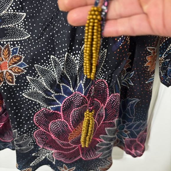 Farm Rio Sparkle Flowers Mini Dress Floral Print Circle Cut-Out Size XS - Picture 7 of 8